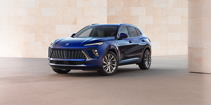 Front driver's-side view of a blue 2025 Buick Envision