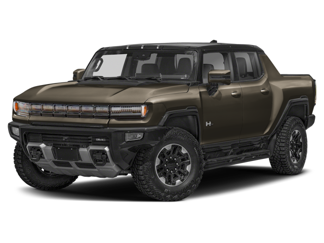 Front driver's side view of a dark bronze 2025 GMC Hummer EV Pickup