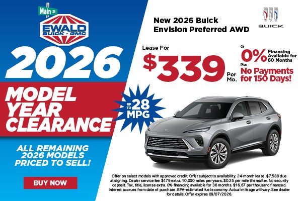 2026 Buick Envision Preferred lease $339 or 0% APR