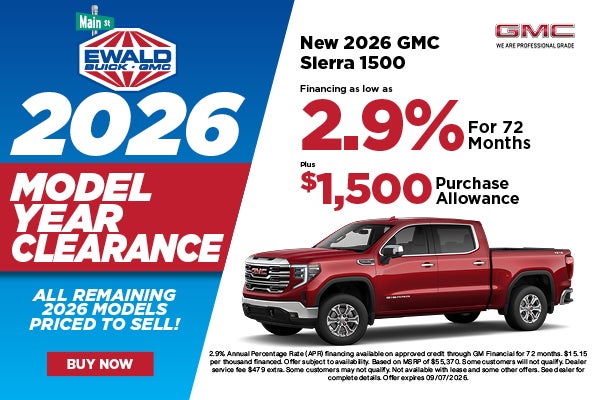 2026 GMC Sierra 1500 2.9% APR plus $1,500 purchase allowance