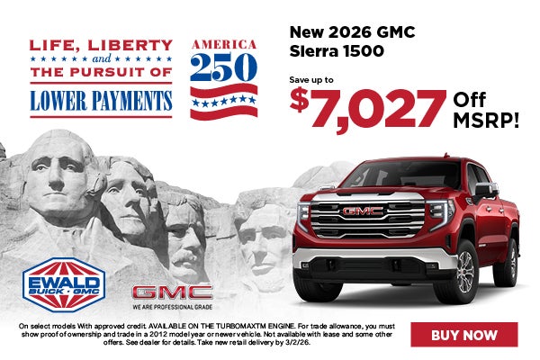 2026 GMC Sierra 1500 Save up to $7,027 Off MSRP 