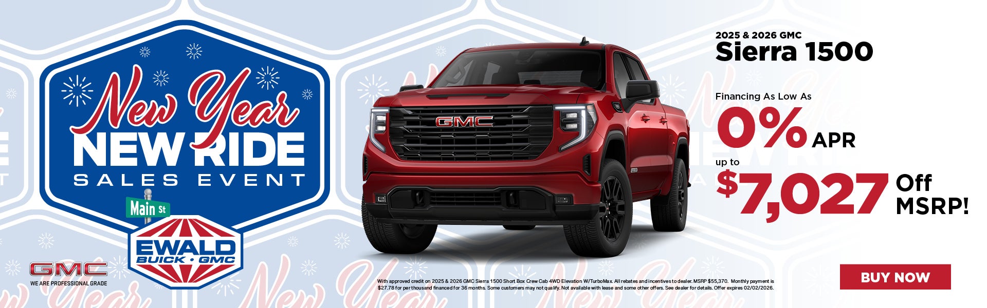 2025 & 2026 GMC Sierra 1500 0% APR or up to $7,027 off MSRP