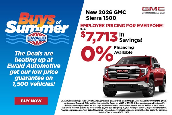 2026 GMC Sierra 1500 $7,713 in savings, 0% APR