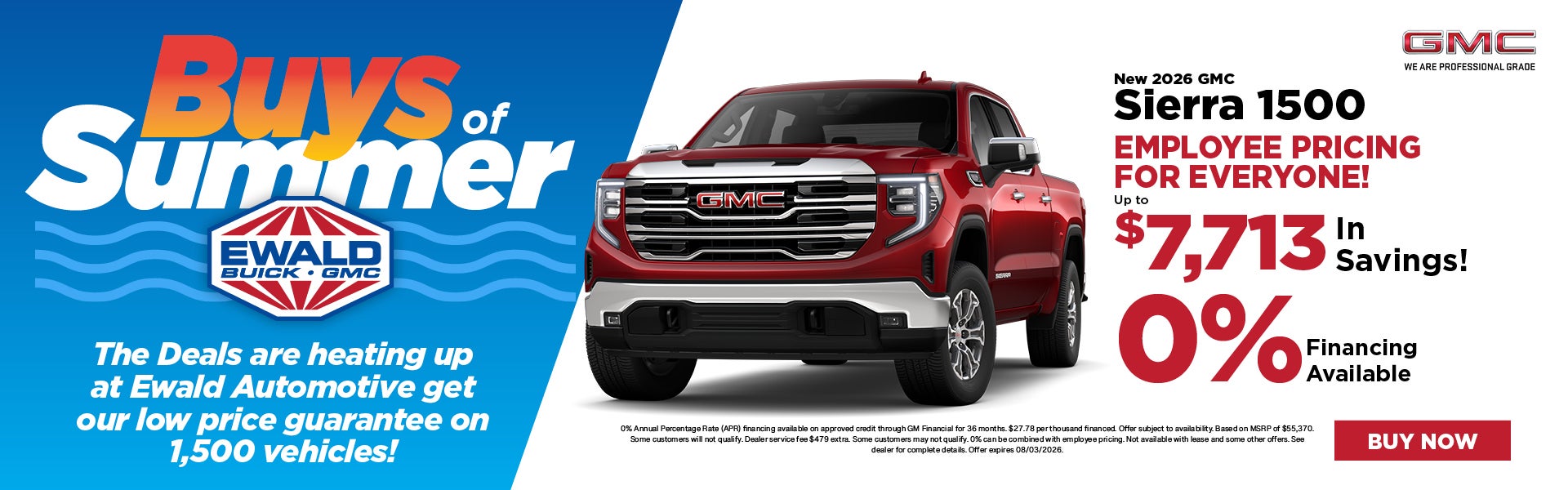 2026 GMC Sierra 1500 $7,713 in savings, 0% APR