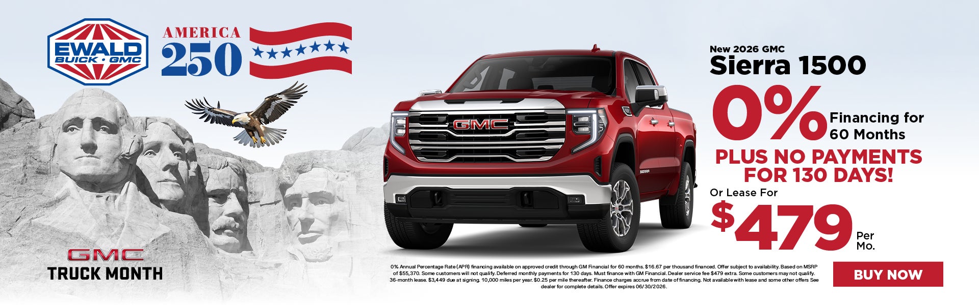 2026 Sierra 1500 0% APR or Lease for $479mo