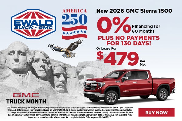 2026 Sierra 1500 0% APR or Lease for $479mo