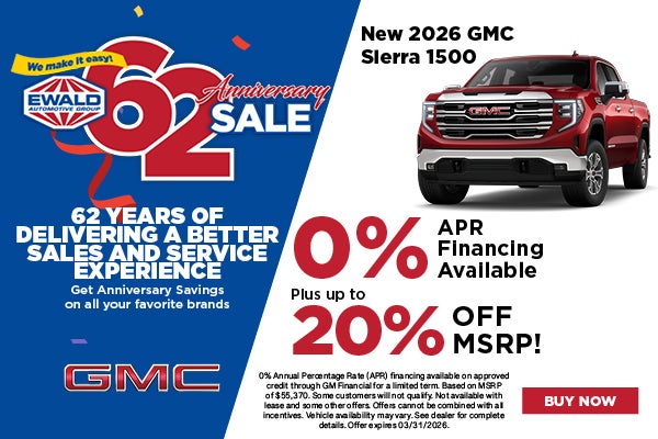 2026 Sierra 1500 0% APR or up to 20% off MSRP 