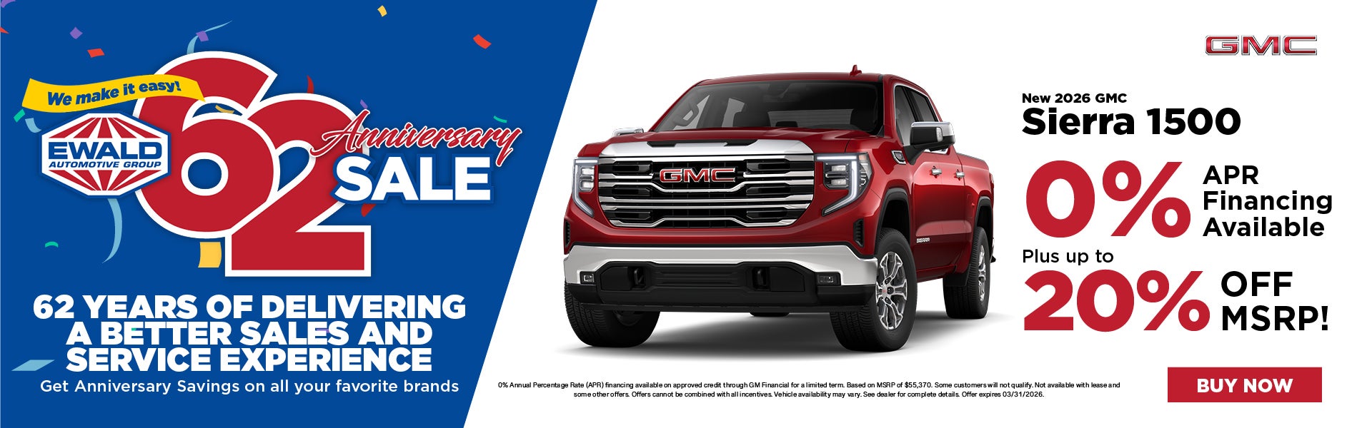 2026 Sierra 1500 0% APR or up to 20% off MSRP 