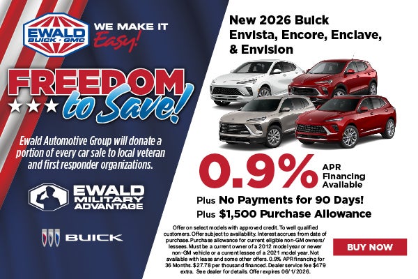 2026 Buick Envista, Encore, Envision, Encalve 0.9% APR