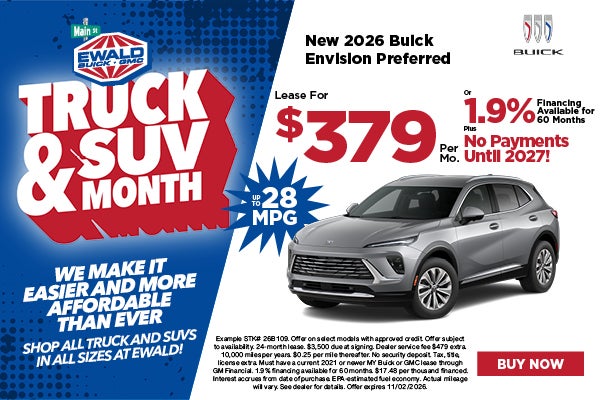 2026 Buick Envision Preferred Lease $379 or 1.9% for 60 mont