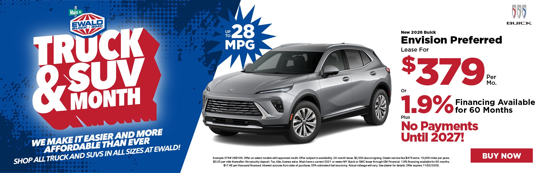 2026 Buick Envision Preferred Lease $379 or 1.9% for 60 mont