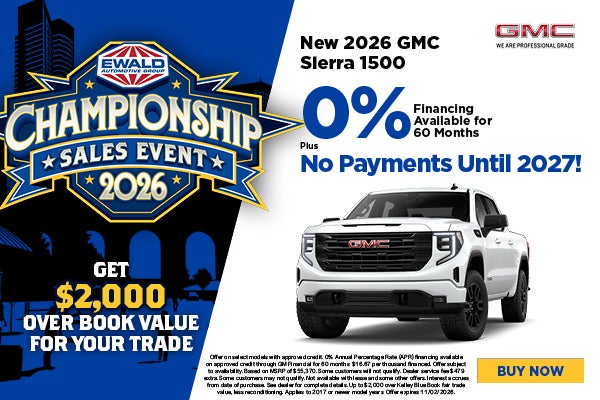 2026 GMC Sierra 1500 0% for 60 months No Payments Until 2027