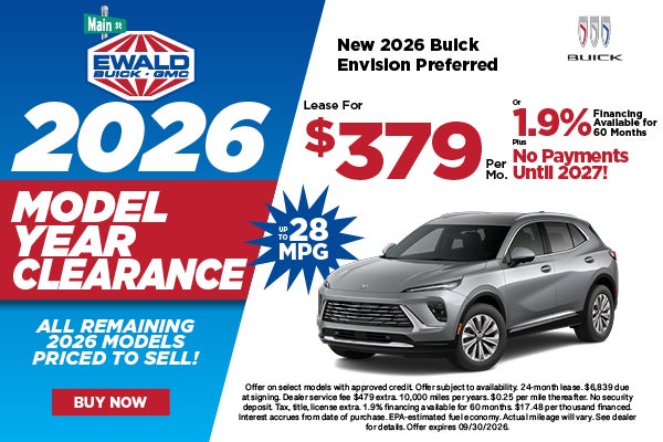 2026 Buick Envision Preferred Lease $379 or 1.9% APR 